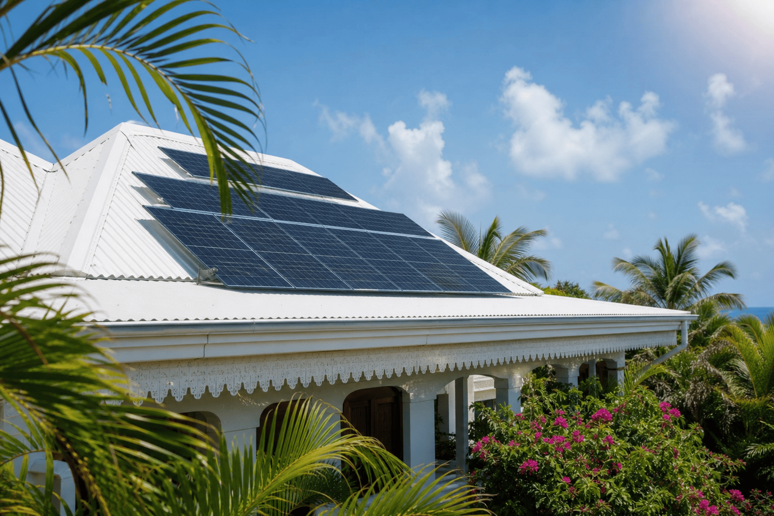 installation solaire Guadeloupe prix : panneaux photovoltaïques sur toiture antillaise